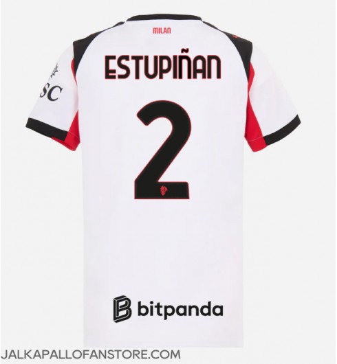 AC Milan Pervis Estupinan #2 Vieraspaita Naisten 2025-26 Lyhythihainen AC Milan Pervis Estupinan #2 Vieraspaita Naisten 2025-26 Lyhythihainen